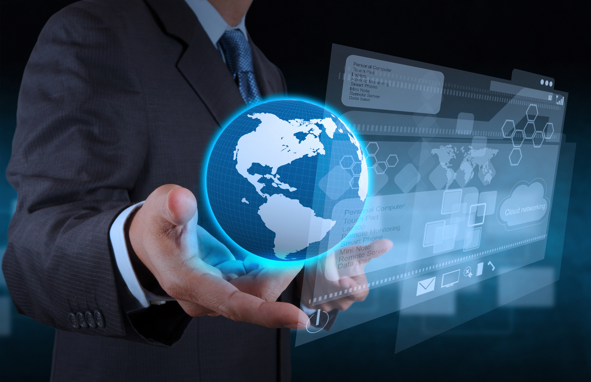 businessman hand using new technology